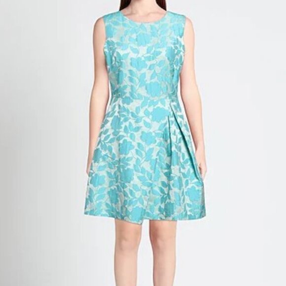 NEW Tahari ASL Dress Floral Embroidered Blue White Cocktail Women’s 2P 2 Petite - Picture 1 of 16